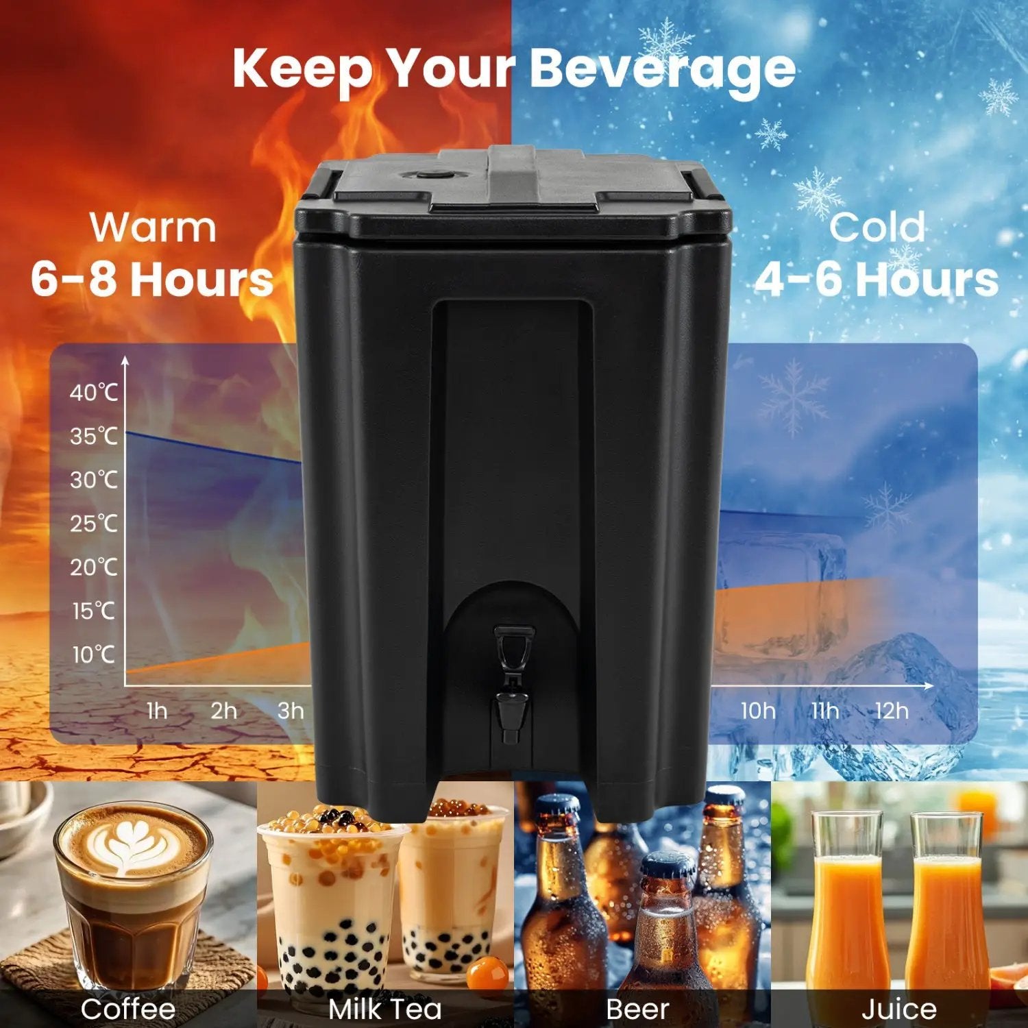 13.2 Gal Insulated Beverage Dispenser Commercial with Two-Stage Faucet by DirectDeals