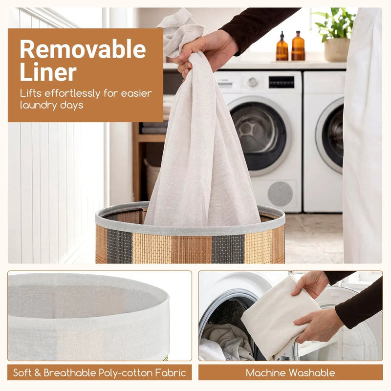 13.2 Gallon Bamboo Laundry Hamper with Removable Liner by DirectDeals