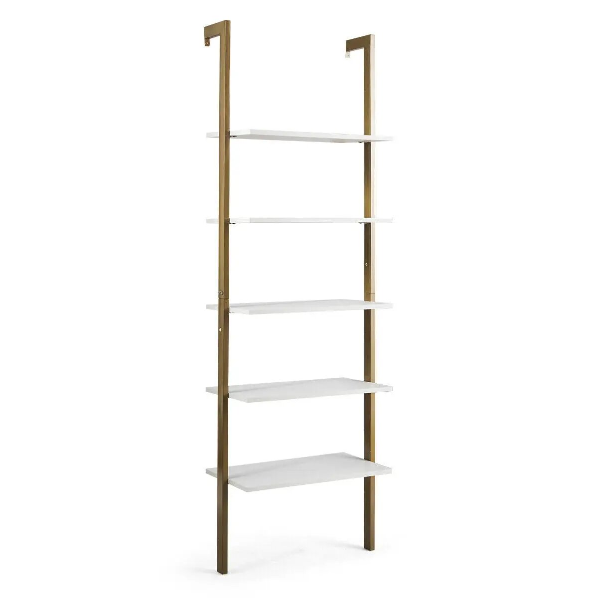 5-Tier Wood Look Ladder Shelf with Metal Frame for Home by DirectDeals