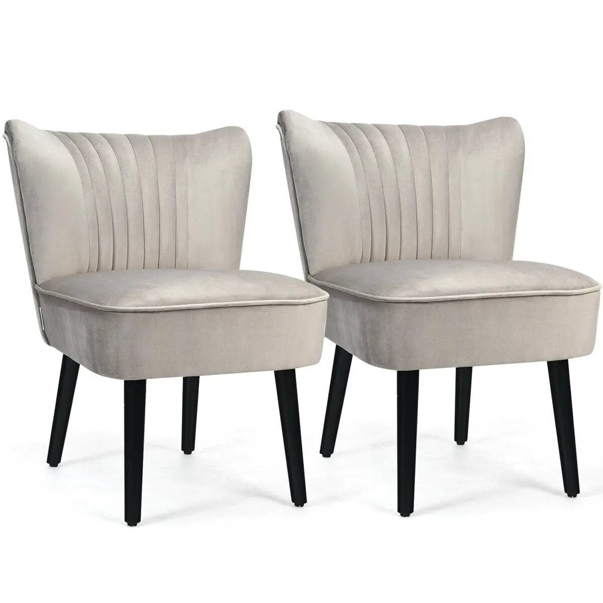 Set of 2 Upholstered Modern Leisure Club Chairs with Solid Wood Legs by DirectDeals