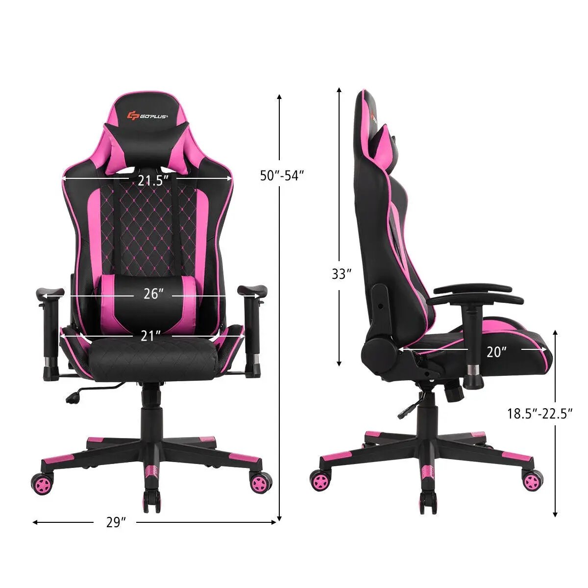 Massage Gaming Chair with Lumbar Support and Headrest by DirectDeals