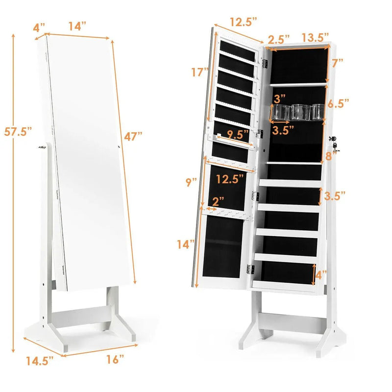Standing Jewelry Armoire Cabinet with Full Length Mirror by DirectDeals