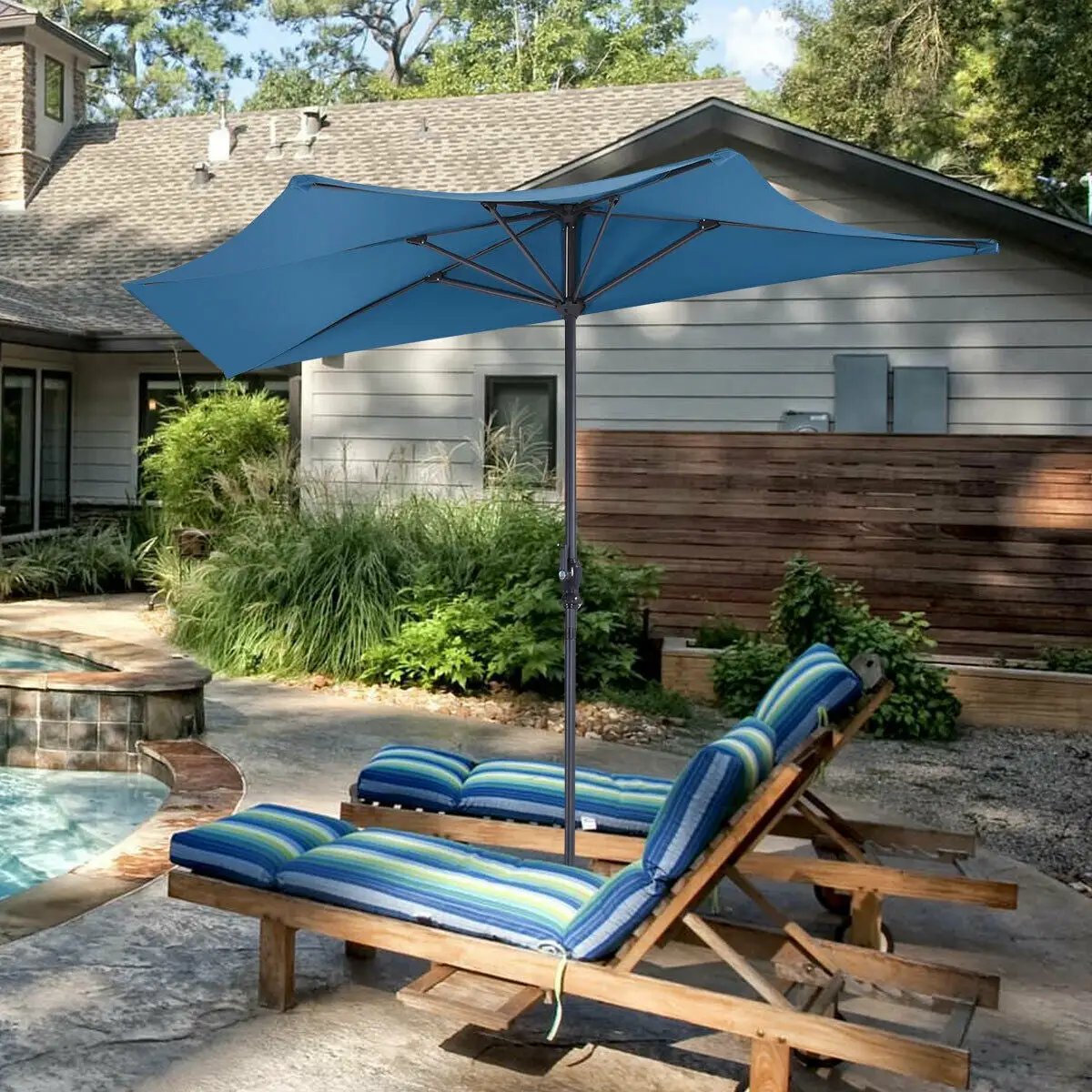 9Ft Patio Bistro Half Round Umbrella by DirectDeals
