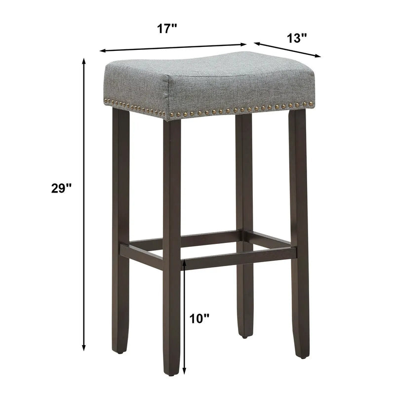 Set of 2 Nailhead Saddle Bar Stools 29 Inch Height by DirectDeals