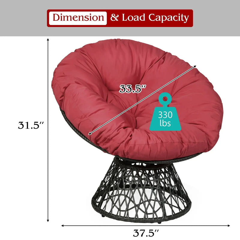 Rattan Papasan Chair Ergonomic 360-degree Swivel Soft Cushion Garden by DirectDeals