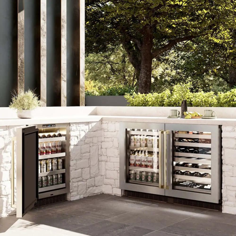 ZLINE 24" Touchstone Dual Zone 44 Bottle Wine Cooler White Matte Glass Door Matte Black Handle RWDOZ-WM-24-MB by Farmhouse Kitchen and Bath