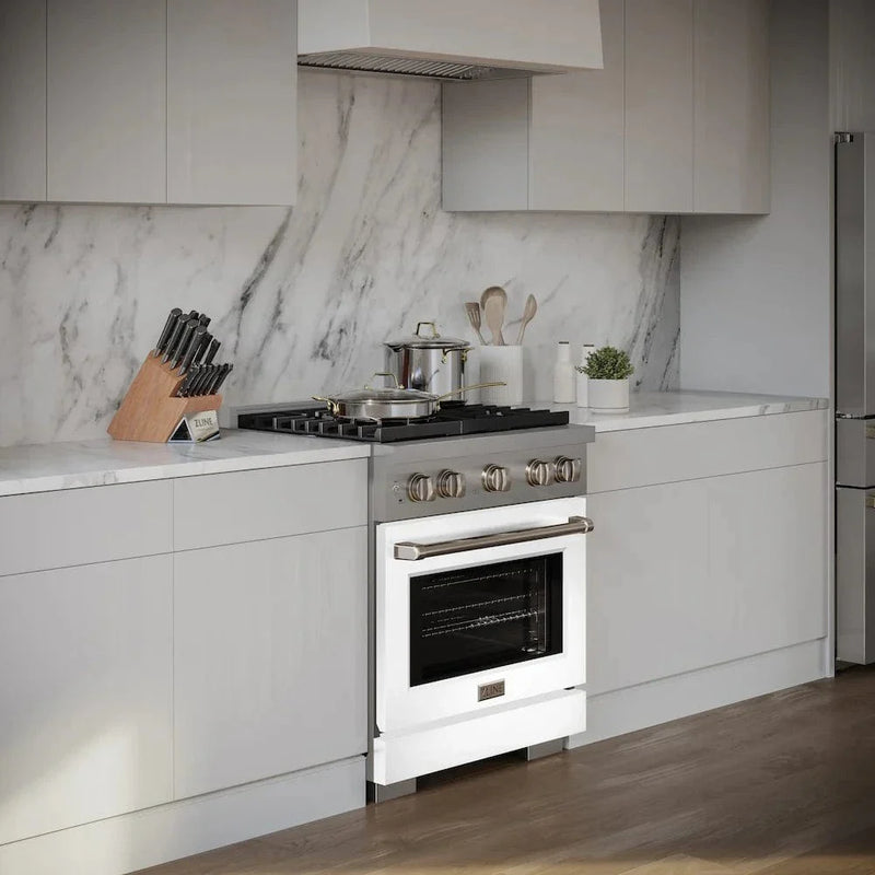 ZLINE 30"Paramount Dual Fuel Range Stainless Steel, White Matte, SDR-WM-30 by Farmhouse Kitchen and Bath