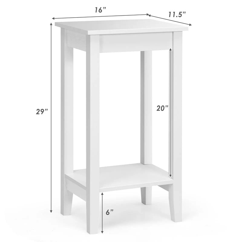 2-Tier Nightstand End Side Wooden Legs Table for Bedroom by DirectDeals