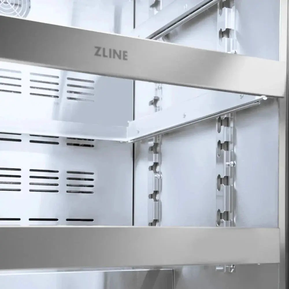 ZLINE 24" Touchstone 151 Can Beverage Fridge DuraSnow® Stainless Steel Glass Door And Champagne Bronze Handle RBSOZ-SN-24-CB by Farmhouse Kitchen and Bath
