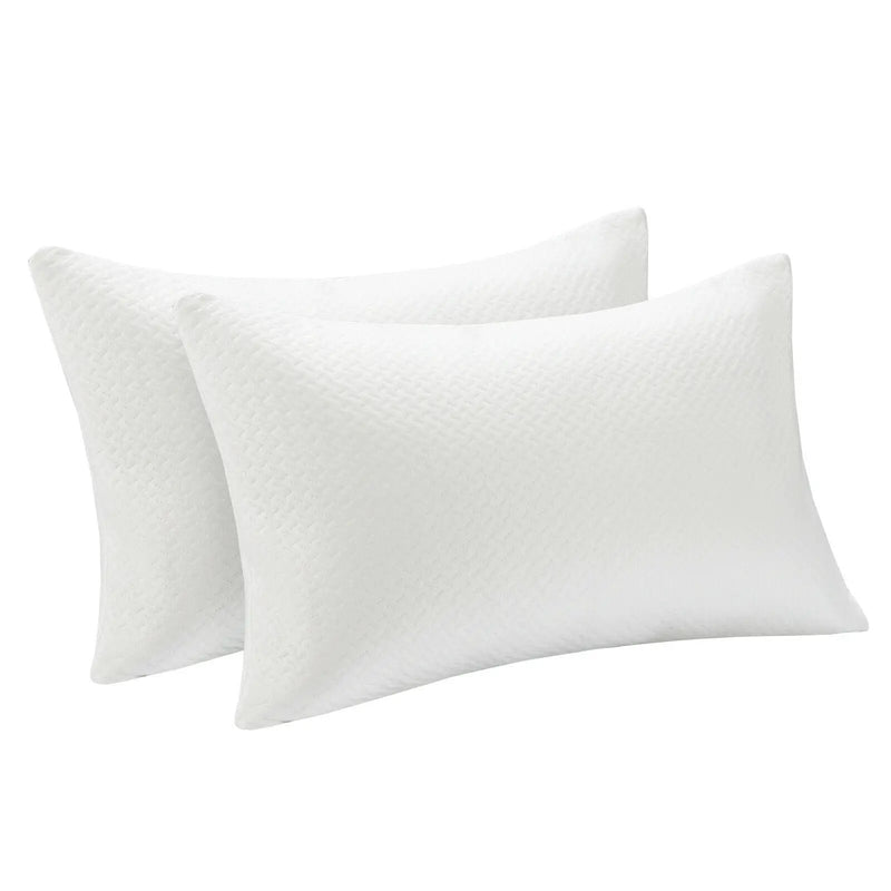 Set of 2 28 x18 Inch Shredded Memory Foam Bed Pillows with Bamboo Cooling Cover by DirectDeals