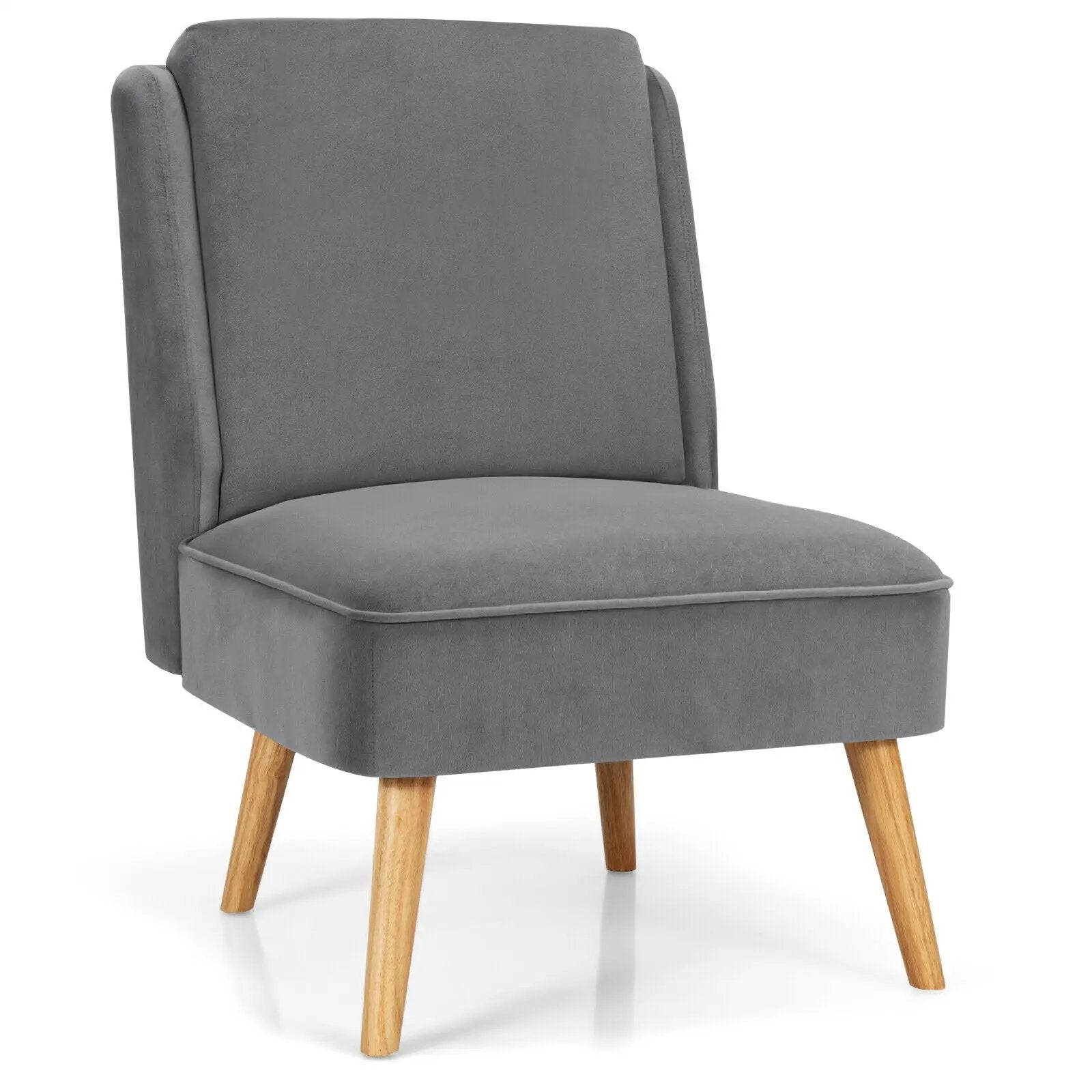 Velvet Accent Armless Side Chair with Rubber Wood Legs for Bedroom by DirectDeals