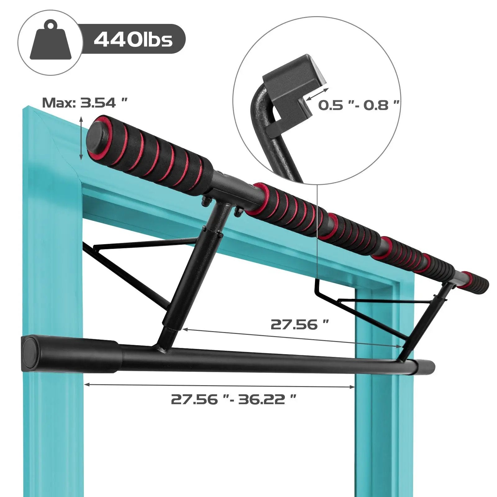 Foldable Pull Up Bar Doorway Chin Up Bar with Foam Grip for Home Gym by DirectDeals