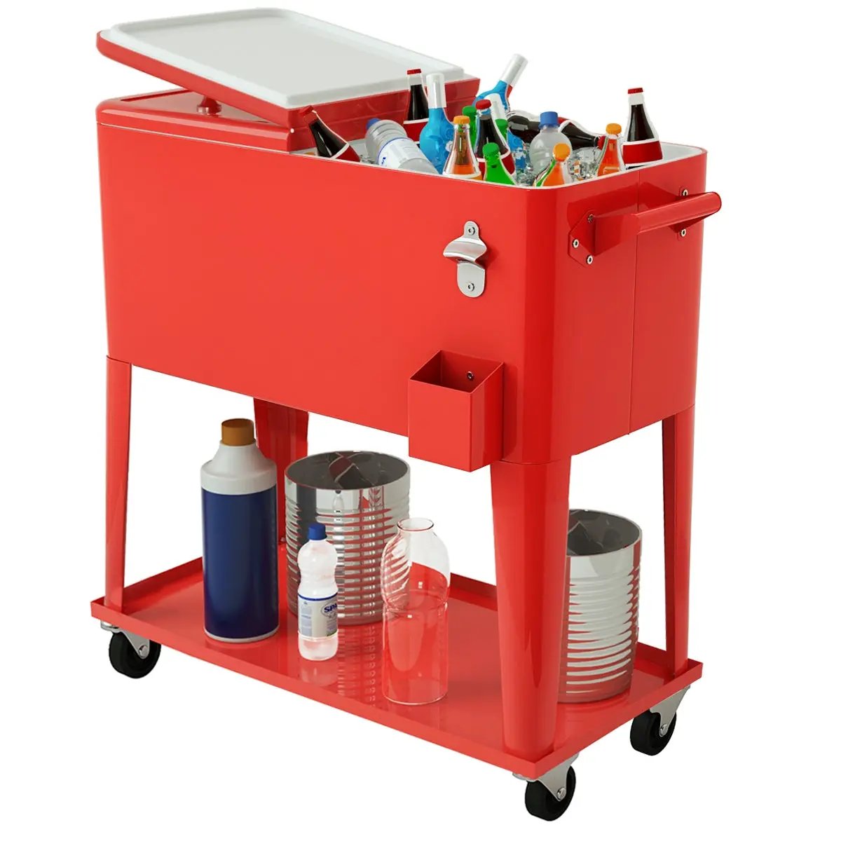 80 Quart Outdoor Patio Rolling Steel Construction Cooler by DirectDeals