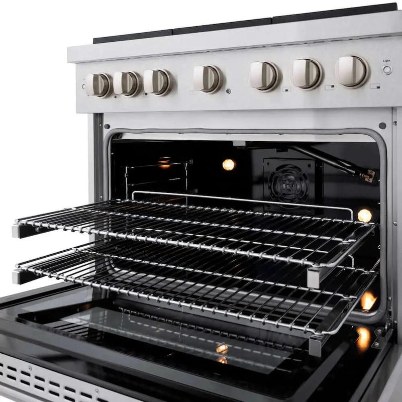 ZLINE 36"Gas Range, Convection Gas Oven , DuraSnow® Brass Burners, SGRS-BR-36 by Farmhouse Kitchen and Bath