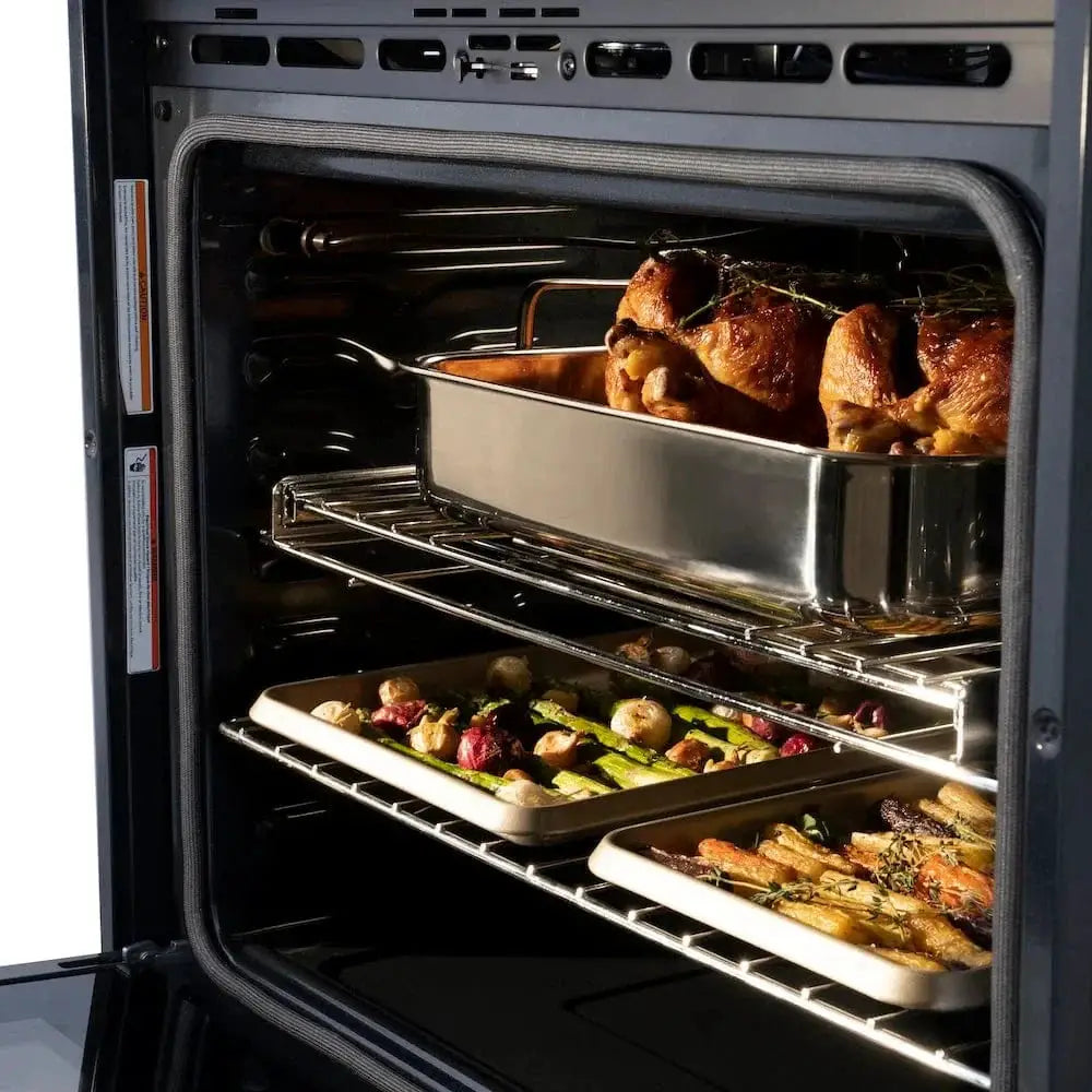 ZLINE 30"Professional True Convection Single Wall Oven, Air Fry, Self Clean, DuraSnow® White Matte, Gold WASSZ-WM-30-G by Farmhouse Kitchen and Bath
