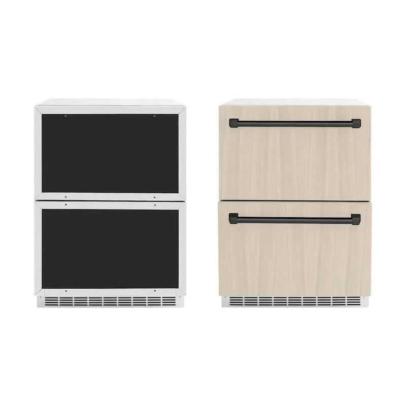 ZLINE 24" Touchstone 168 Can Outdoor-Rated Dual Refrigerator Drawer, Panel Matte Black, RDSPOZ-24-MB by Farmhouse Kitchen and Bath
