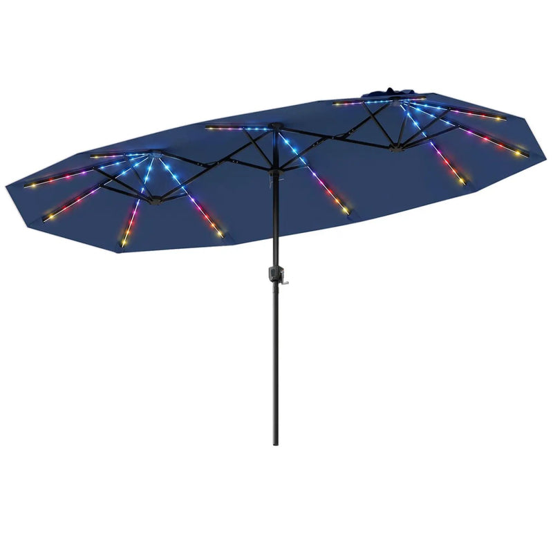 13 FT Double-Sided Patio Umbrella with Color-Changing Flowing Solar LED Lights by DirectDeals