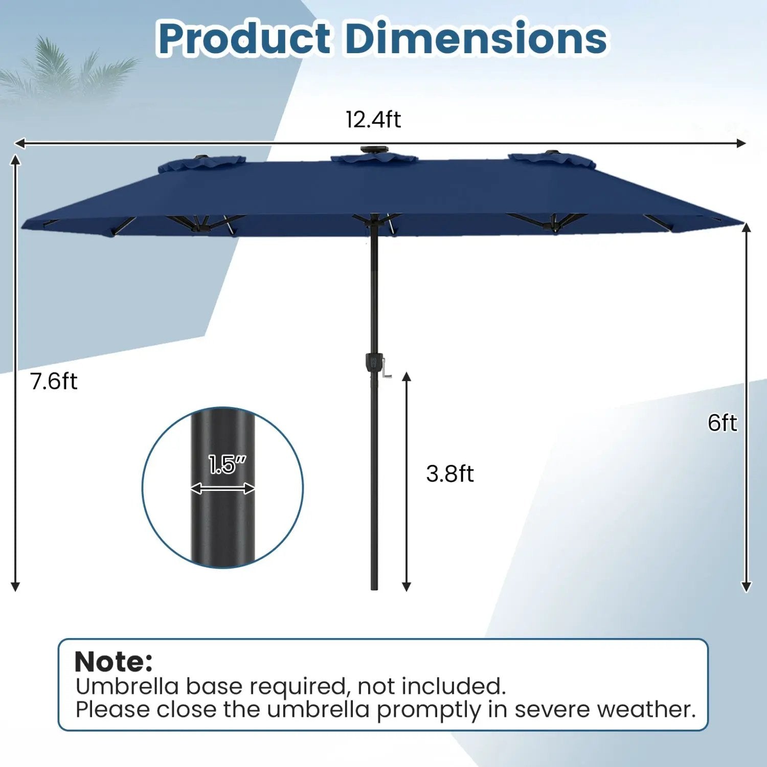 13 FT Double-Sided Patio Umbrella with Color-Changing Flowing Solar LED Lights by DirectDeals