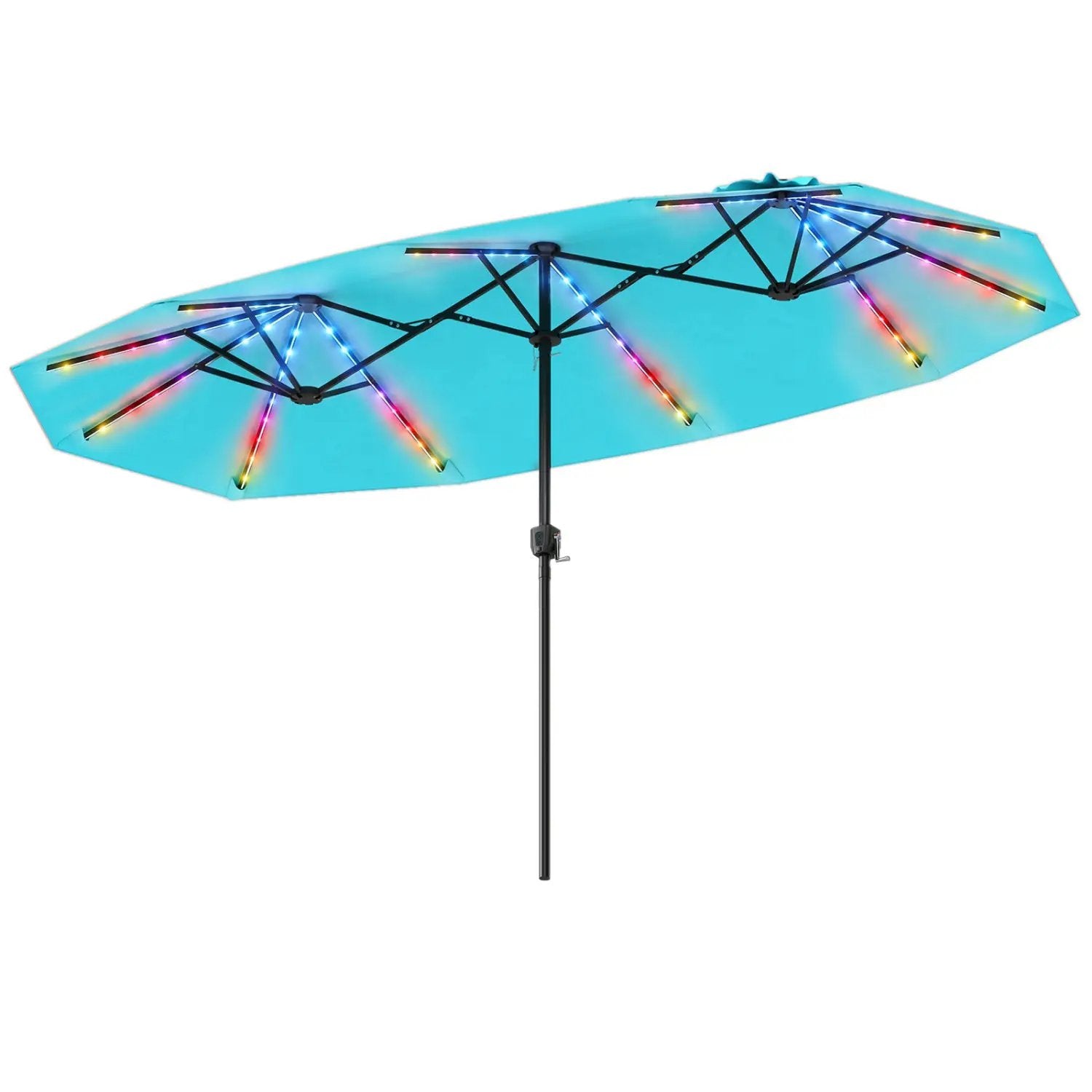 13 FT Double-Sided Patio Umbrella with Color-Changing Flowing Solar LED Lights by DirectDeals