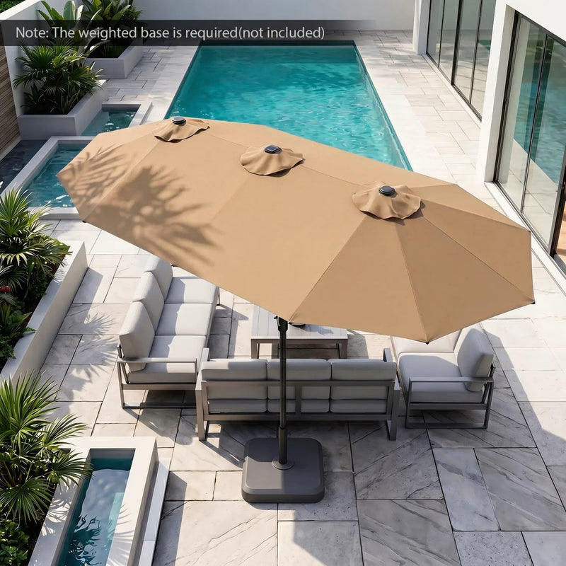 13 FT Double-Sided Patio Umbrella with 36 LED Lights by DirectDeals