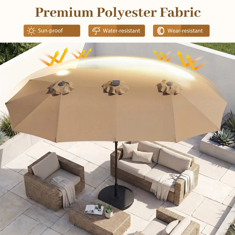 13 FT Double-Sided Patio Umbrella with 36 LED Lights by DirectDeals
