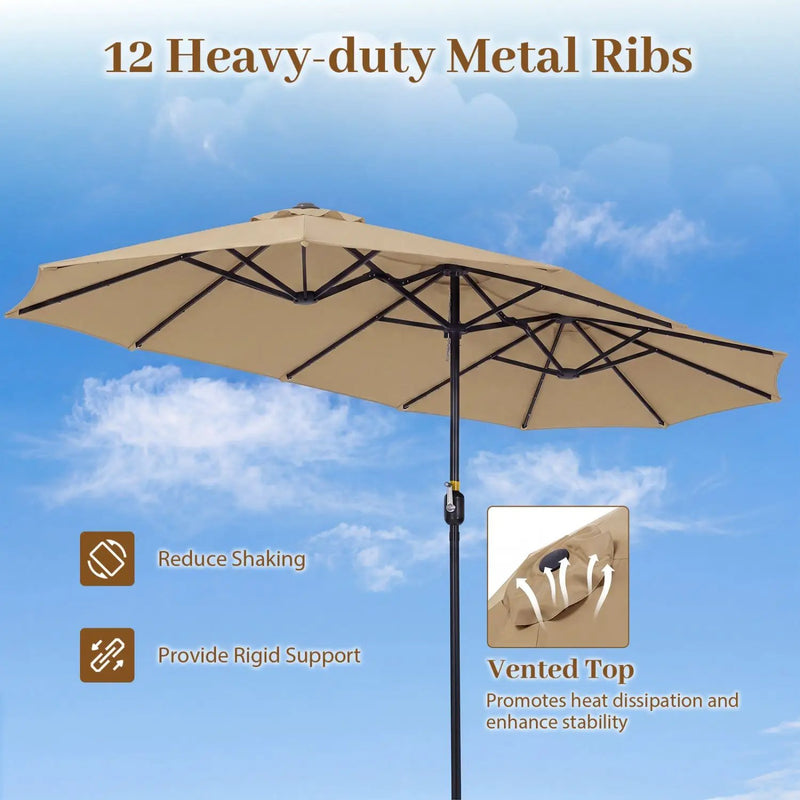 13 FT Double-Sided Patio Umbrella with 36 LED Lights by DirectDeals