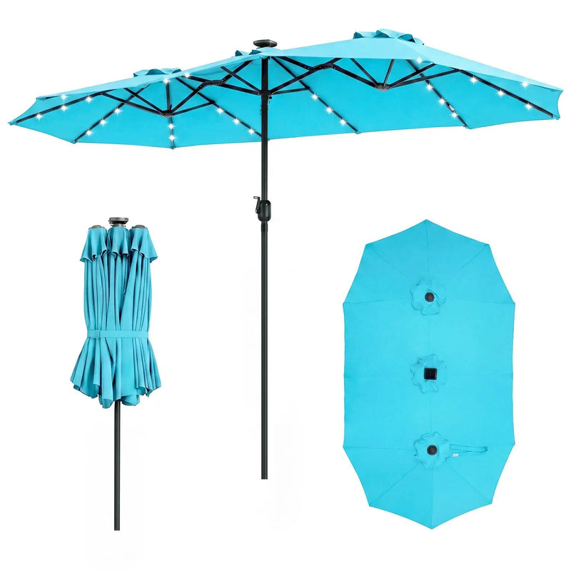 13 FT Double-Sided Patio Umbrella with 36 LED Lights by DirectDeals