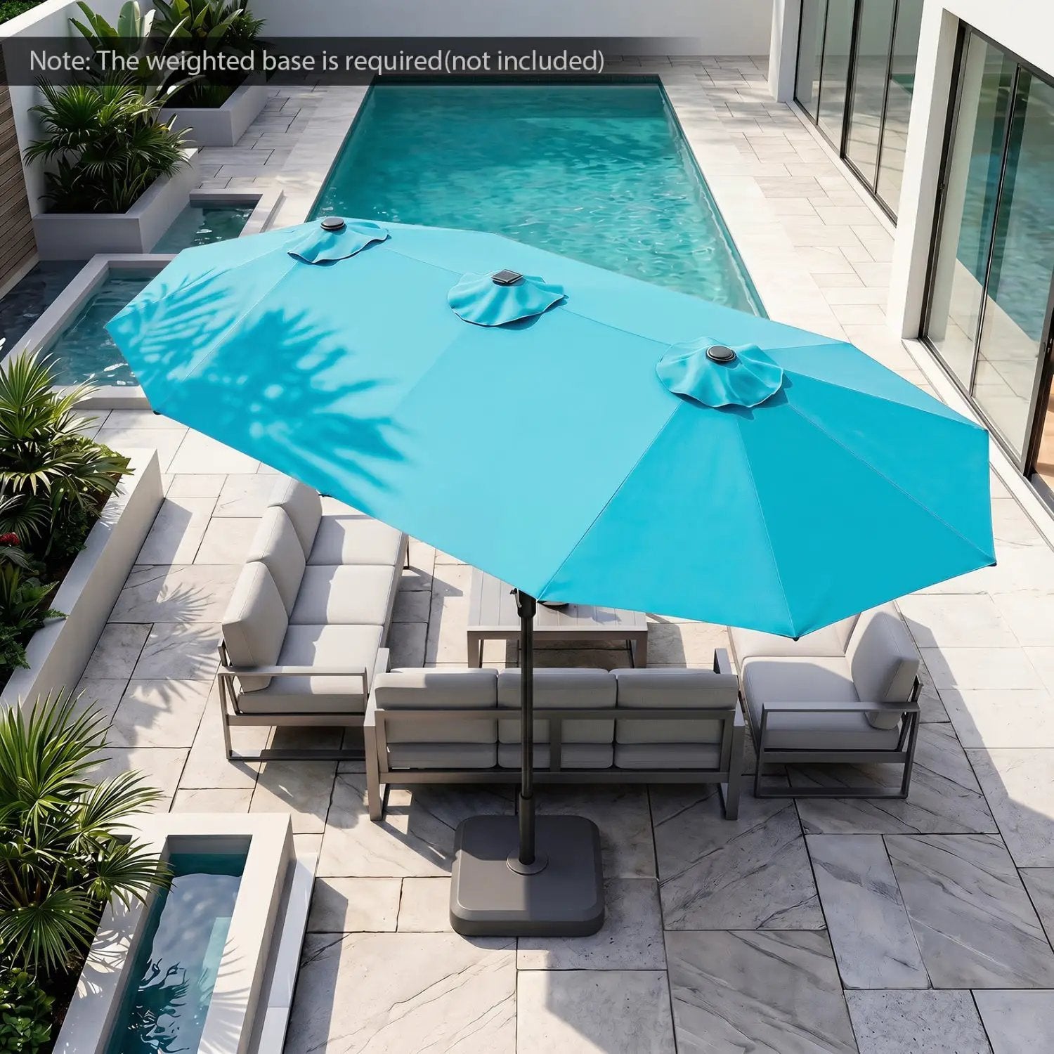 13 FT Double-Sided Patio Umbrella with 36 LED Lights by DirectDeals