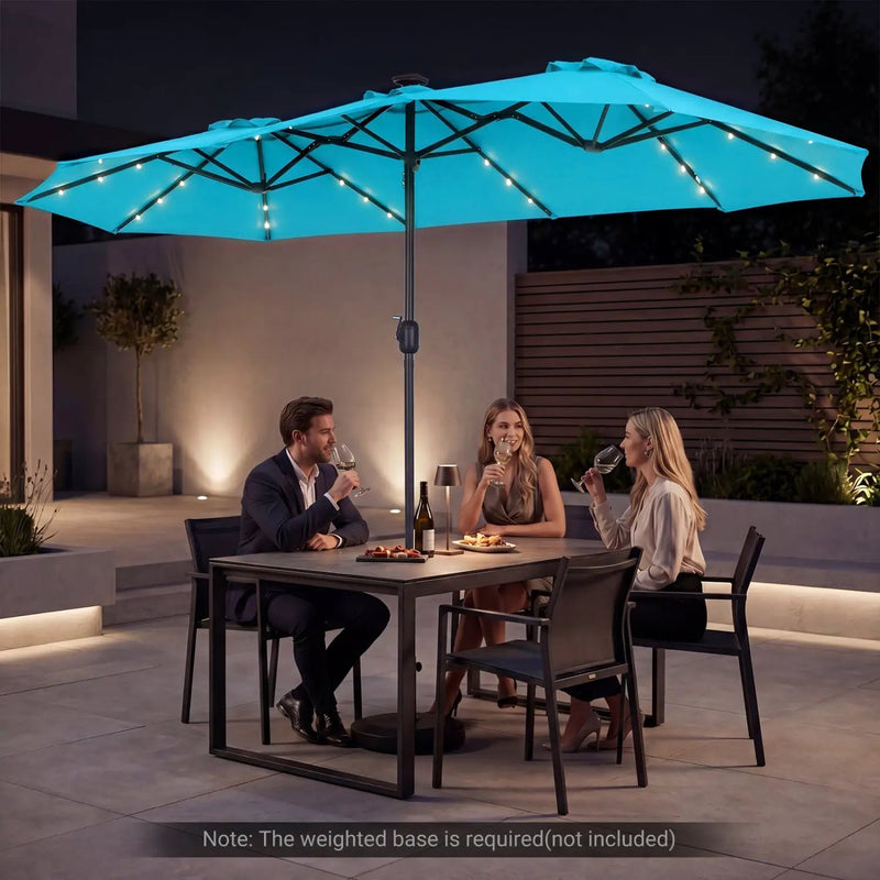 13 FT Double-Sided Patio Umbrella with 36 LED Lights by DirectDeals