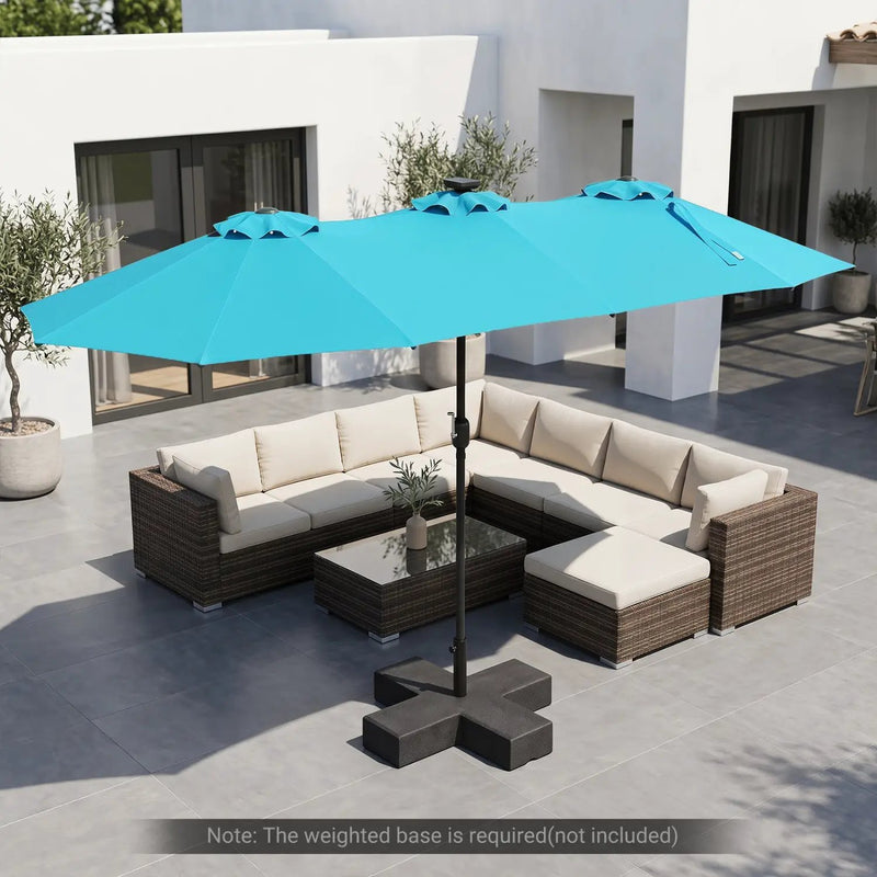 13 FT Double-Sided Patio Umbrella with 36 LED Lights by DirectDeals