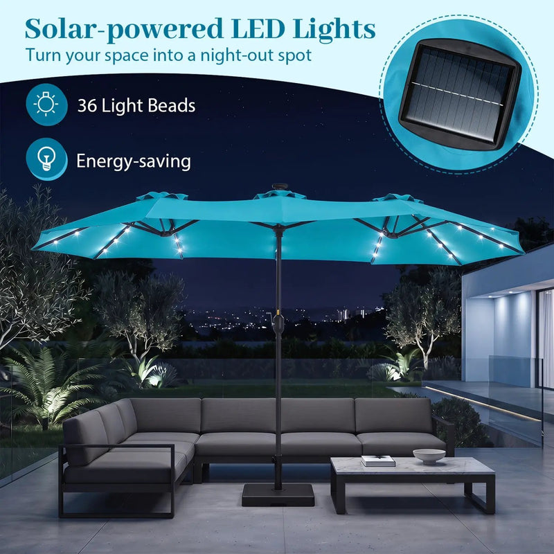 13 FT Double-Sided Patio Umbrella with 36 LED Lights by DirectDeals