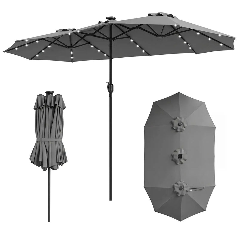 13 FT Double-Sided Patio Umbrella with 36 LED Lights by DirectDeals