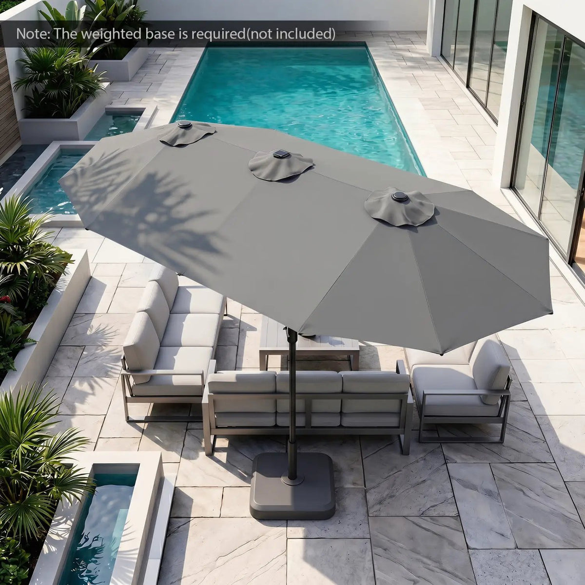 13 FT Double-Sided Patio Umbrella with 36 LED Lights by DirectDeals