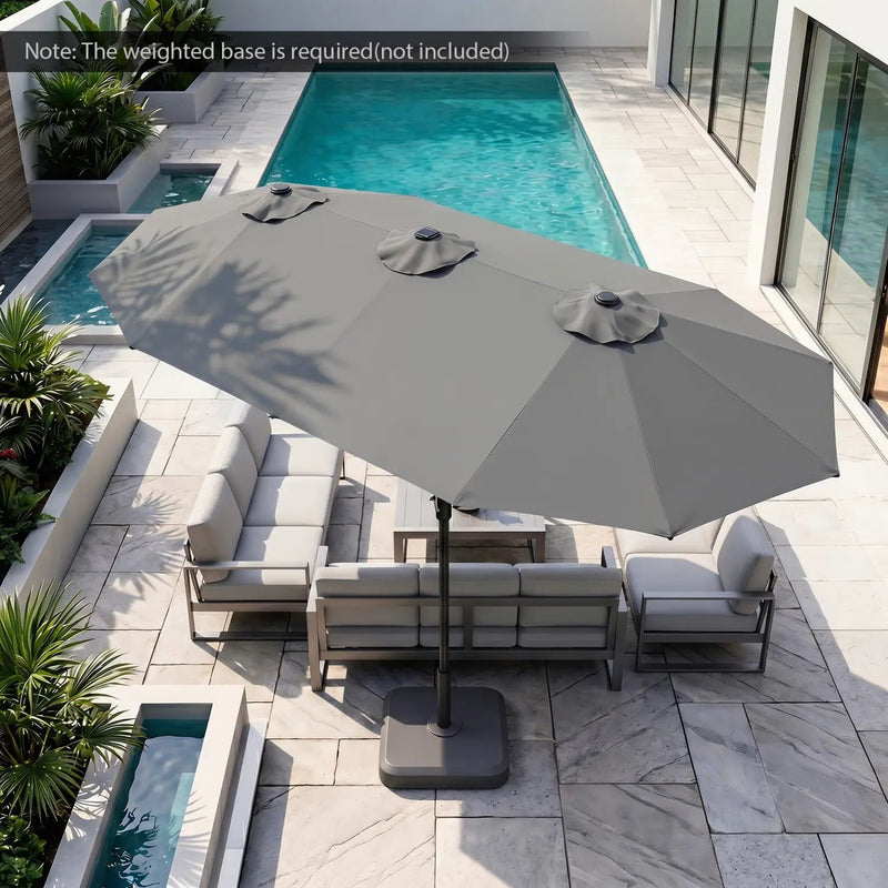 13 FT Double-Sided Patio Umbrella with 36 LED Lights by DirectDeals
