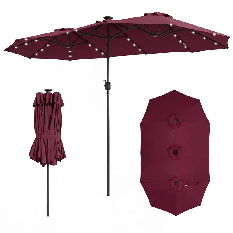 13 FT Double-Sided Patio Umbrella with 36 LED Lights by DirectDeals