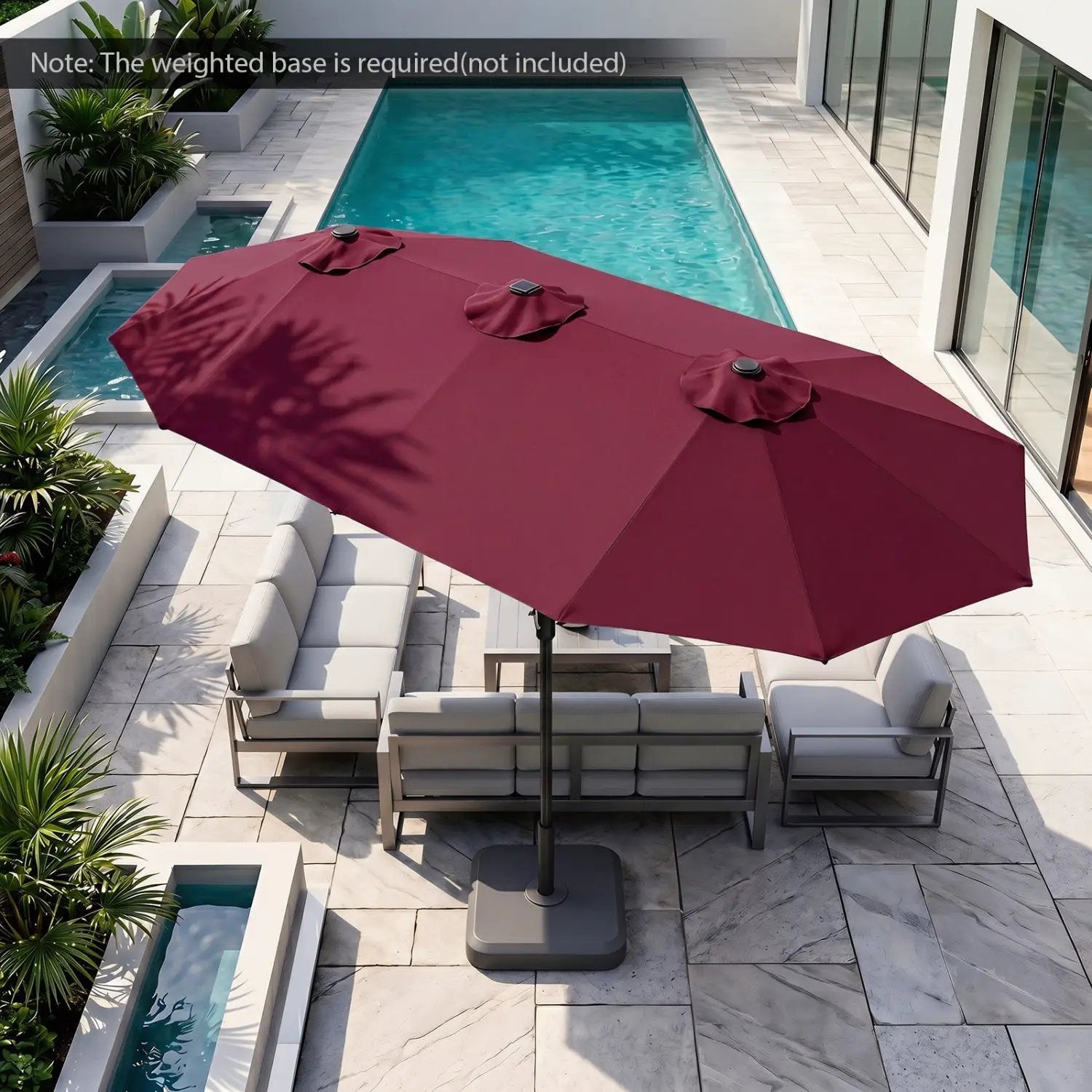 13 FT Double-Sided Patio Umbrella with 36 LED Lights by DirectDeals