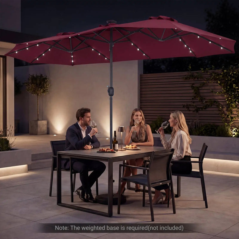 13 FT Double-Sided Patio Umbrella with 36 LED Lights by DirectDeals