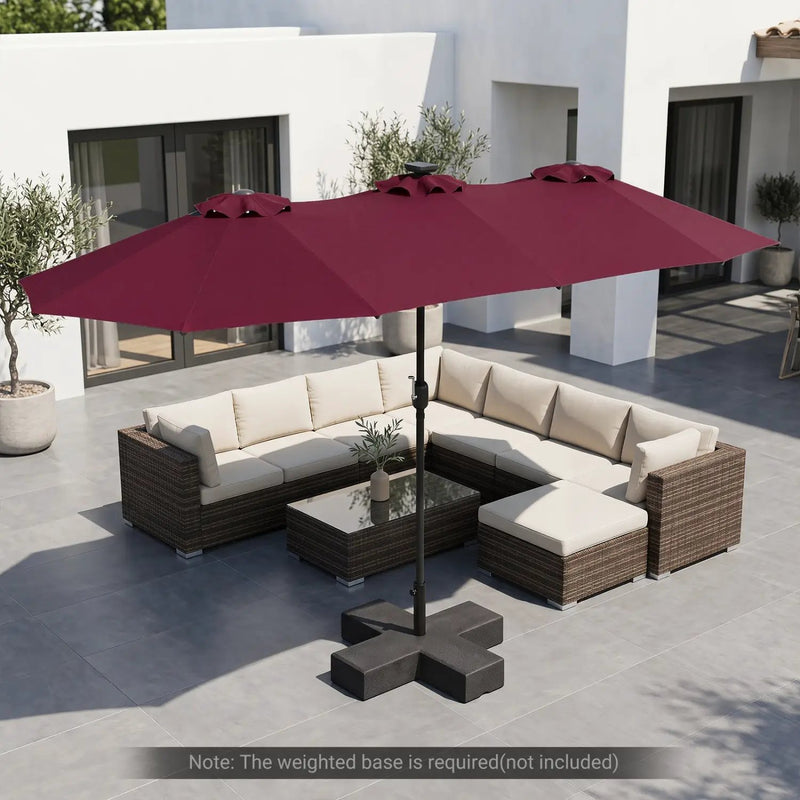 13 FT Double-Sided Patio Umbrella with 36 LED Lights by DirectDeals