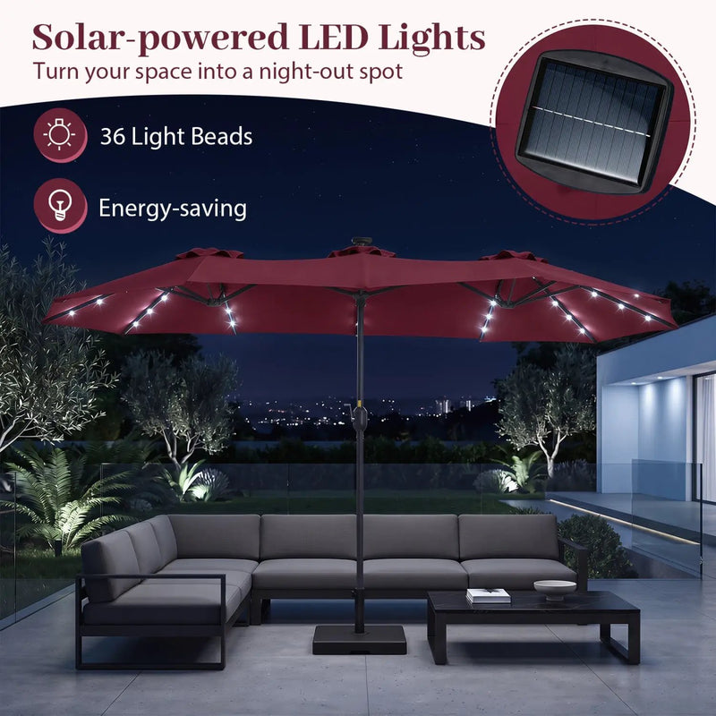 13 FT Double-Sided Patio Umbrella with 36 LED Lights by DirectDeals