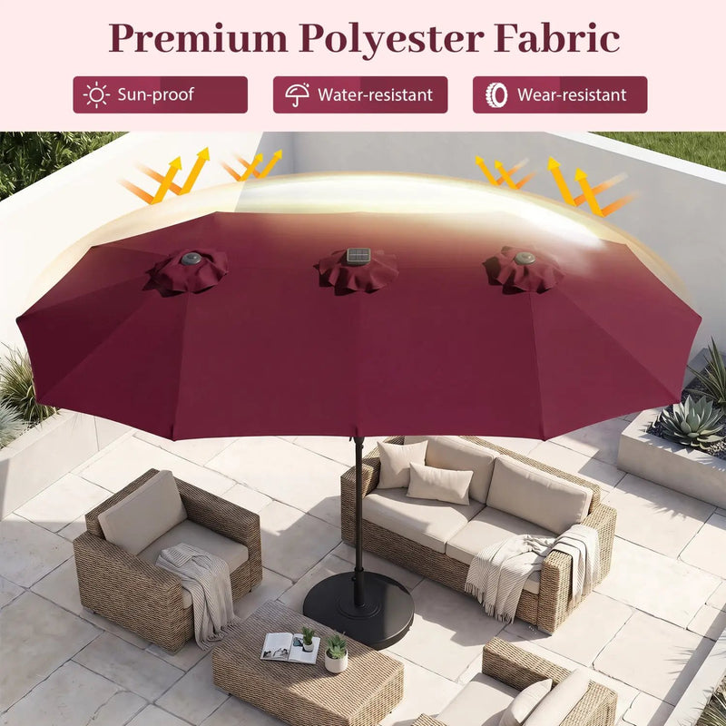 13 FT Double-Sided Patio Umbrella with 36 LED Lights by DirectDeals
