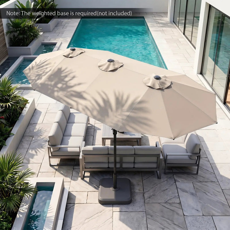 13 FT Double-Sided Patio Umbrella with 36 LED Lights by DirectDeals