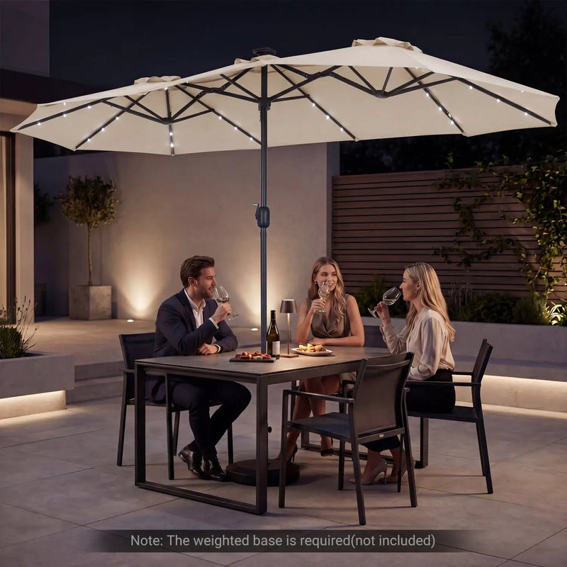 13 FT Double-Sided Patio Umbrella with 36 LED Lights by DirectDeals