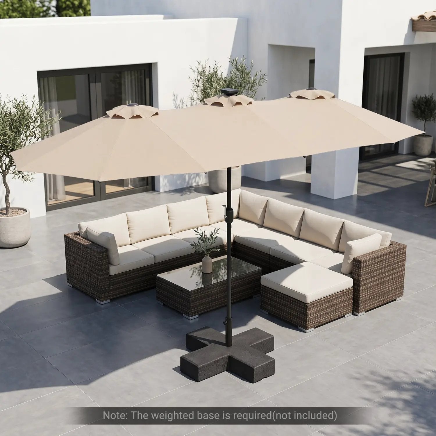 13 FT Double-Sided Patio Umbrella with 36 LED Lights by DirectDeals