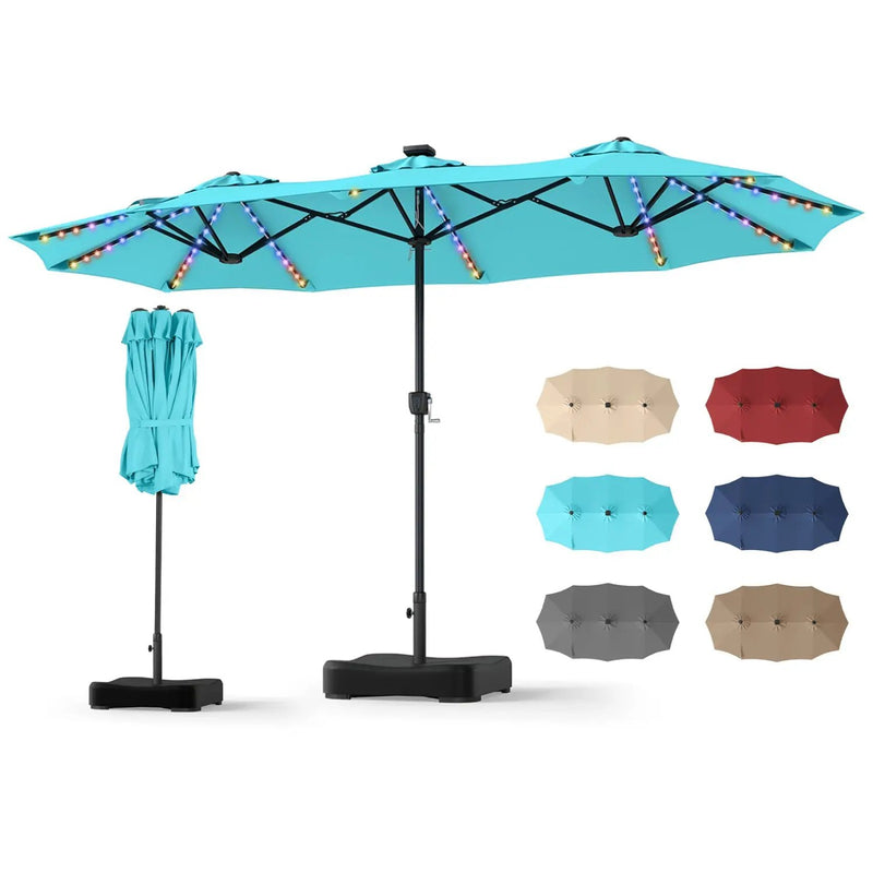 13 FT Double-Sided Patio Umbrella with 108 LED Lights & Base by DirectDeals