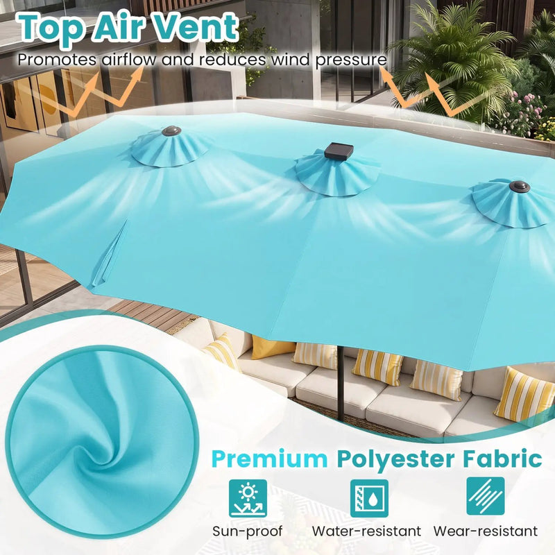 13 FT Double-Sided Patio Umbrella with 108 LED Lights & Base by DirectDeals