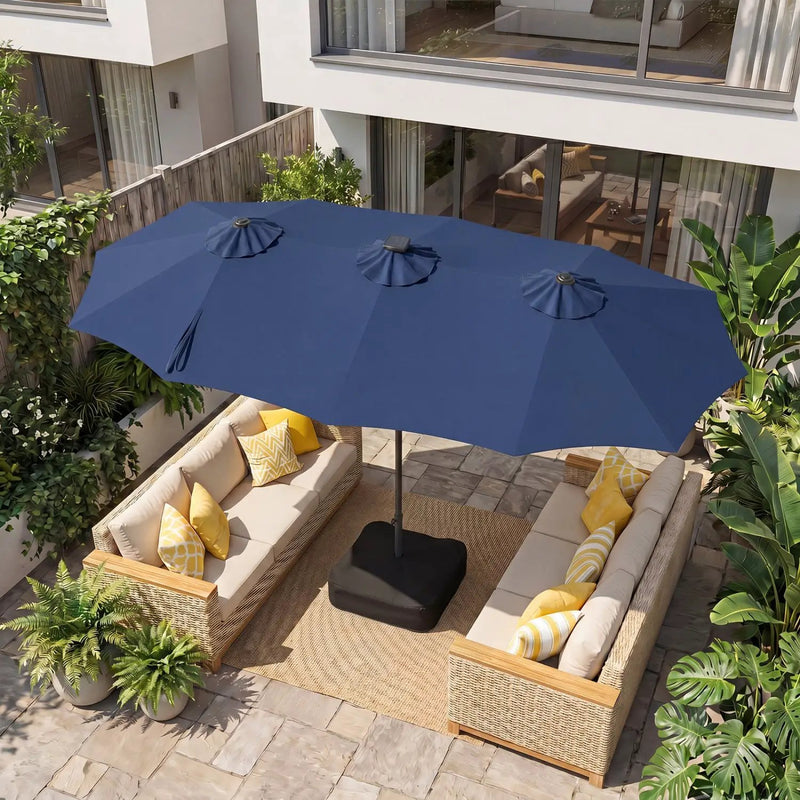 13 FT Double-Sided Patio Umbrella with 108 LED Lights & Base by DirectDeals