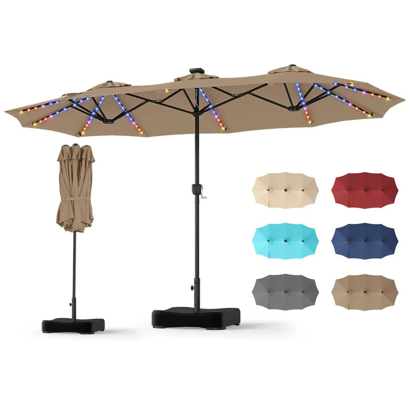 13 FT Double-Sided Patio Umbrella with 108 LED Lights & Base by DirectDeals
