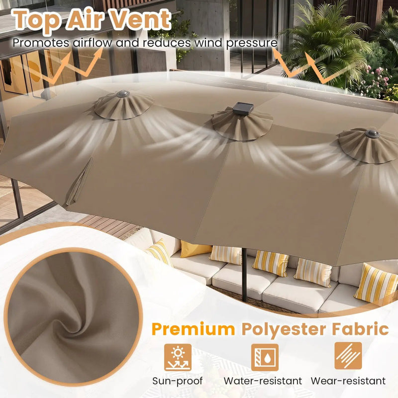 13 FT Double-Sided Patio Umbrella with 108 LED Lights & Base by DirectDeals