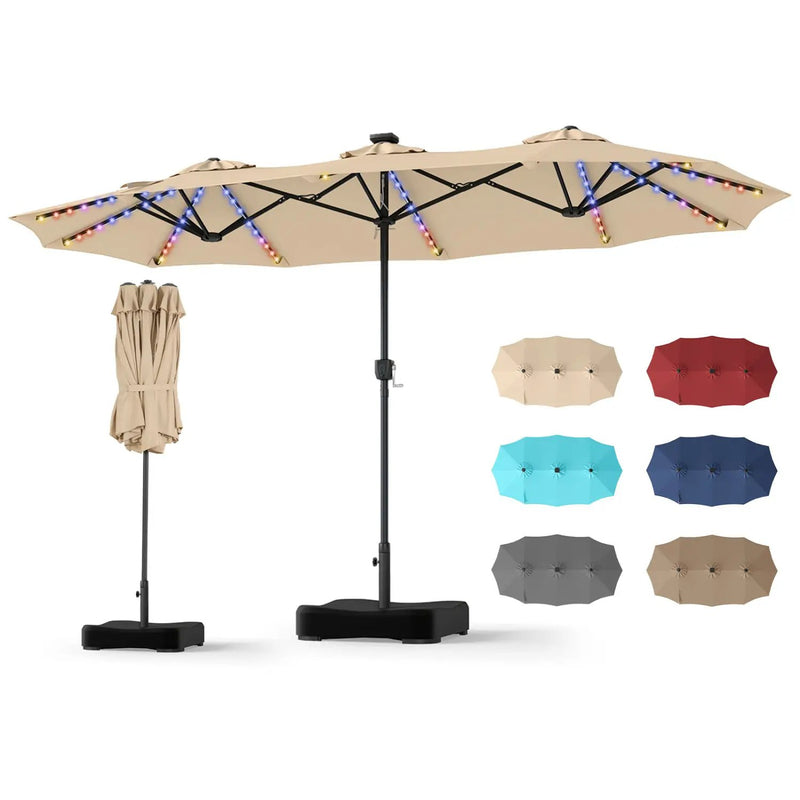 13 FT Double-Sided Patio Umbrella with 108 LED Lights & Base by DirectDeals