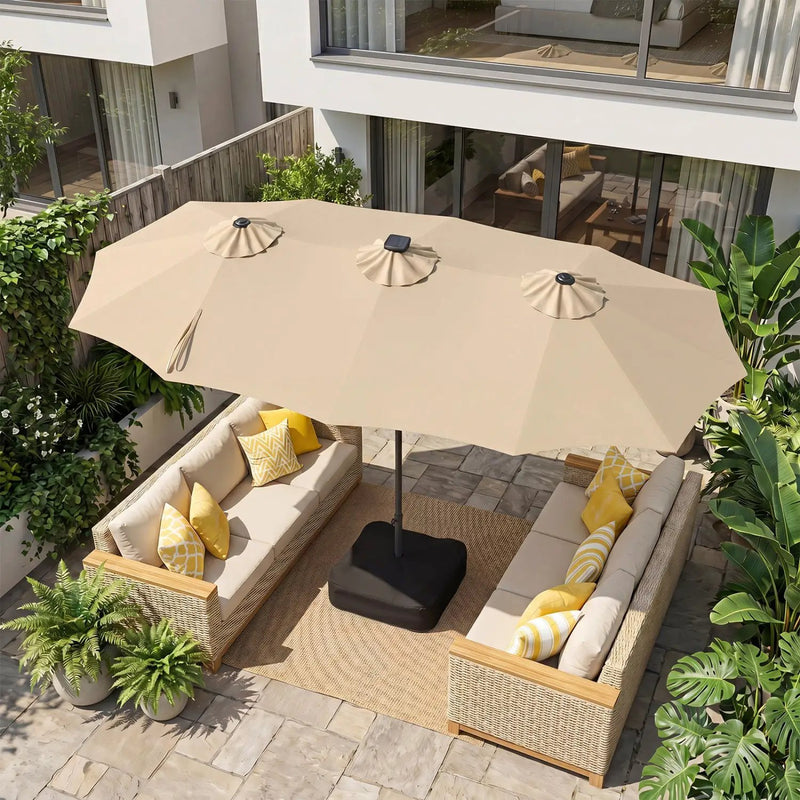 13 FT Double-Sided Patio Umbrella with 108 LED Lights & Base by DirectDeals